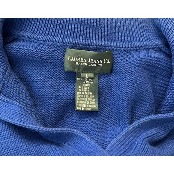 Vintage Ralph Lauren Ladies Large Royal Blue Cotton Embroidered RLL Gold Crest - Picture 6 of 6